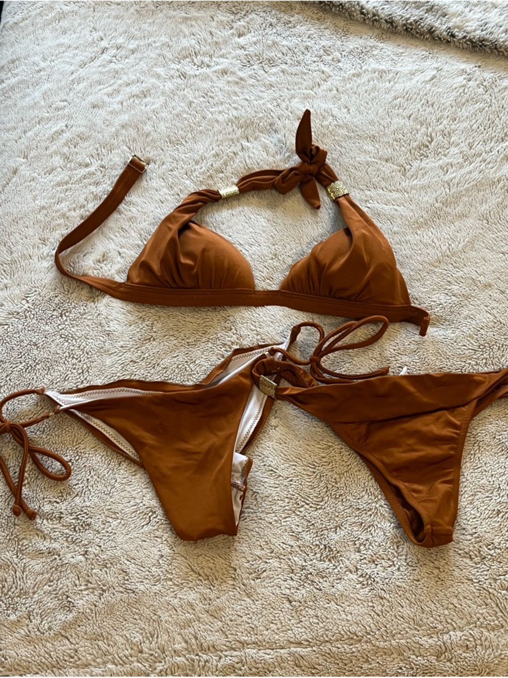 VENUS Goddess Copper Metallic Bikini silver size 6 bottoms A cup
